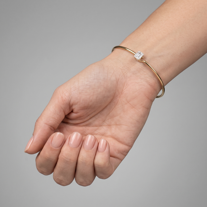 Nine Baguette Diamond Bangle Bracelet in 14K Yellow Gold