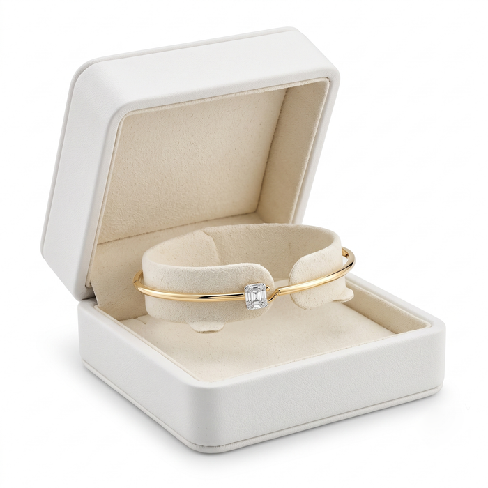 Nine Baguette Diamond Bangle Bracelet in 14K Yellow Gold