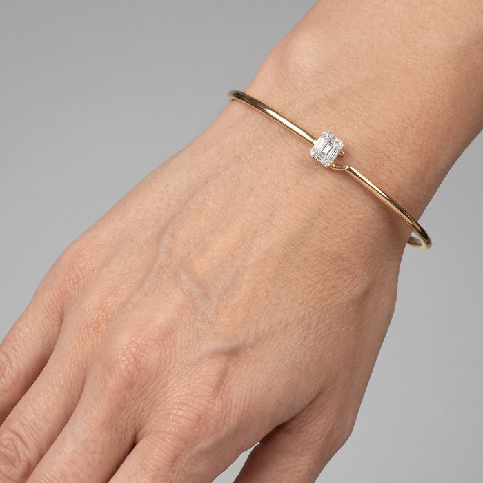 Nine Baguette Diamond Bangle Bracelet in 14K Yellow Gold