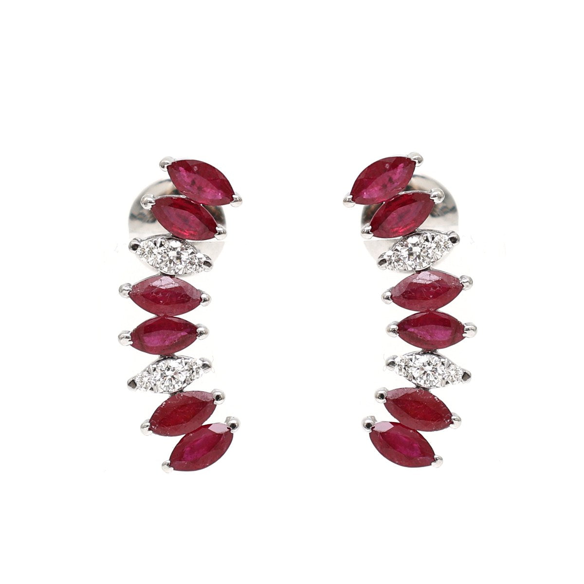 Ruby Climber 18K Natural Diamond White Gold Earrings