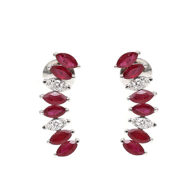 Ruby Climber 18K Natural Diamond White Gold Earrings