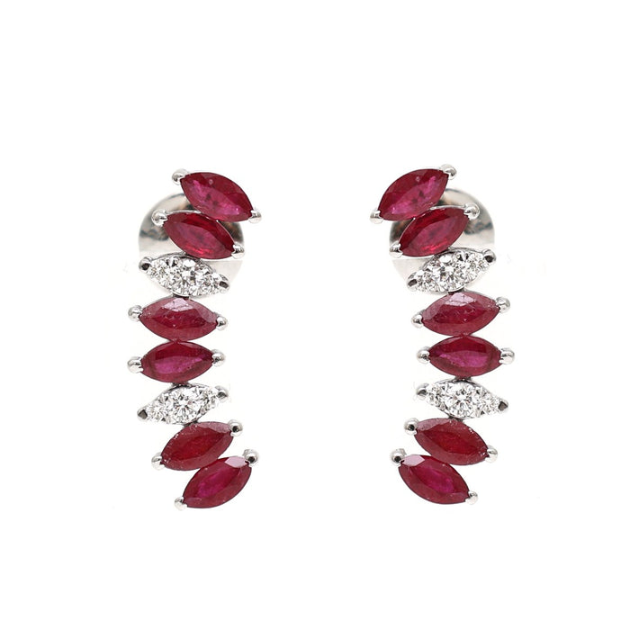 Ruby Climber 18K Natural Diamond White Gold Earrings