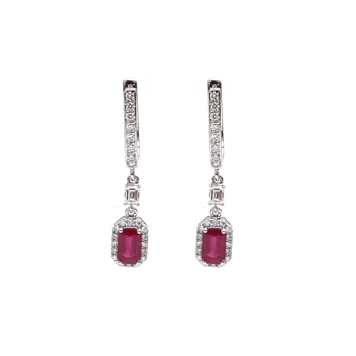 Ruby Cascade 18K Natural Diamond White Gold Drop Earrings
