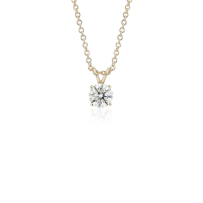 Round Diamond Pendant Necklace in 14K Yellow Gold