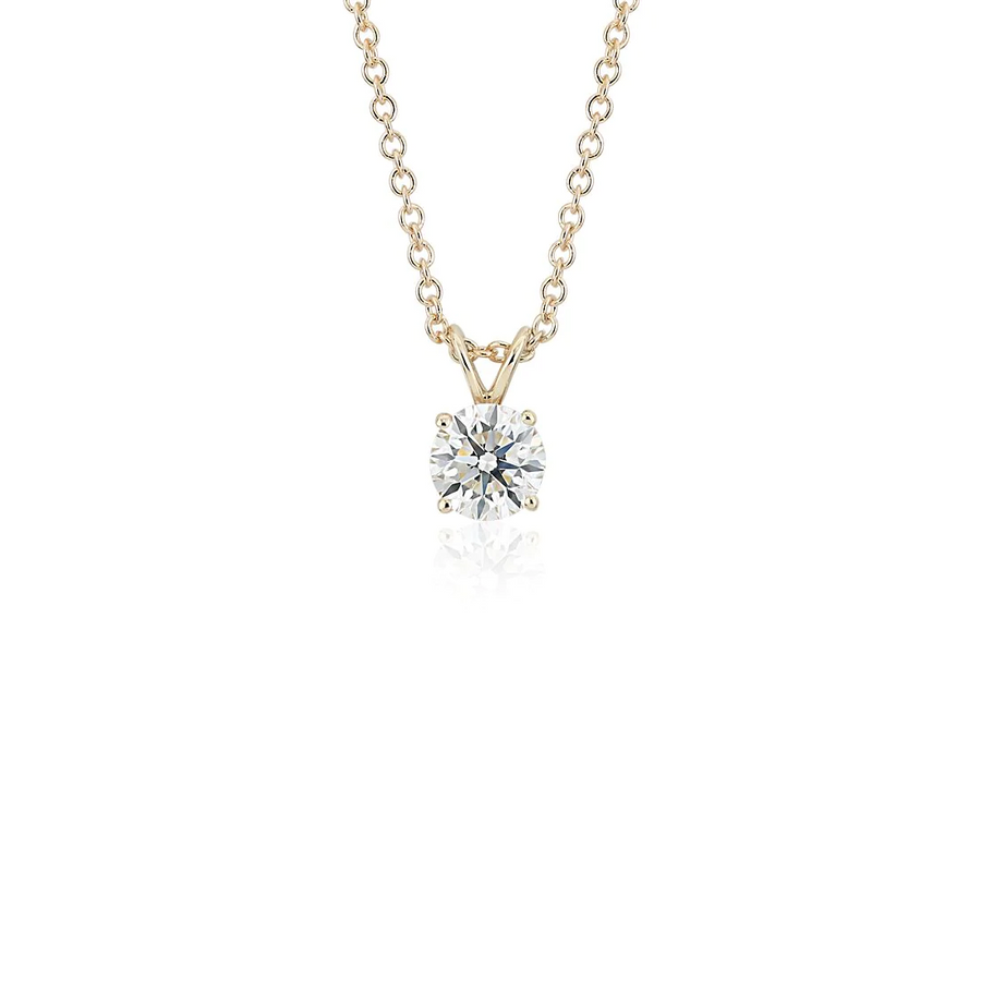Round Diamond Pendant Necklace in 14K Yellow Gold