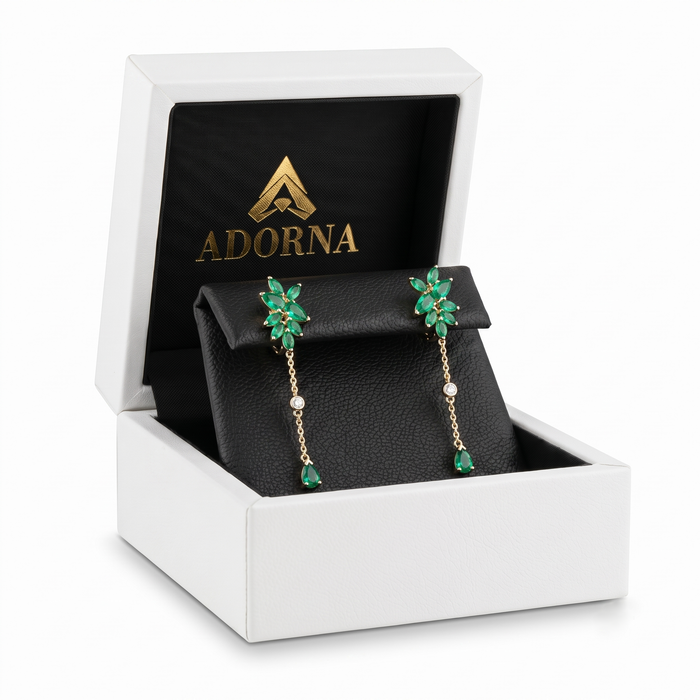 Green Sapphire Diamond Earrings in 14K Yellow Gold