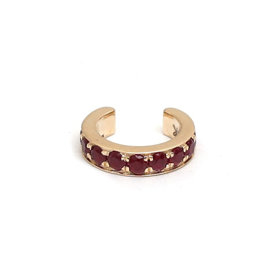 Ruby Half 14K (18k Custom) Eternity Ear Cuff Earring Yellow Gold