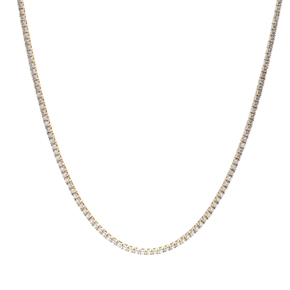 Classic Diamond Tennis 18K Yellow Gold Necklace