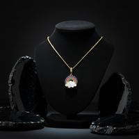 Tsavorite Pink Sapphire Pendant Necklace in 14K Yellow Gold