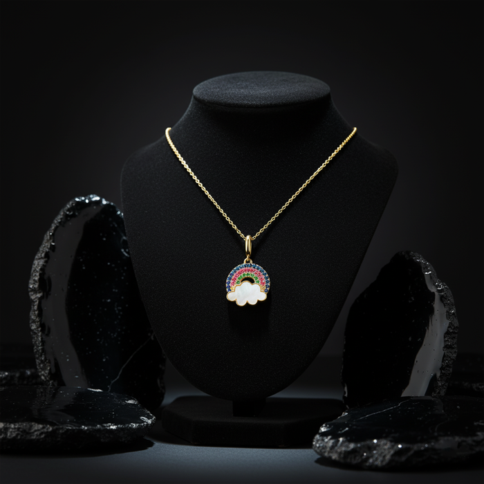 Tsavorite Pink Sapphire Pendant Necklace in 14K Yellow Gold