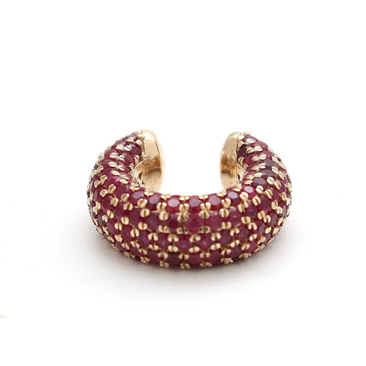 Ruby Pavé Luxe 14K(18k Custom) Yellow Gold Ear Cuff