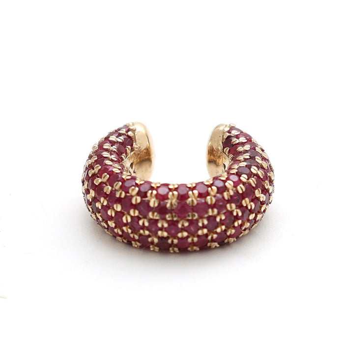 Ruby Pavé Luxe 14K(18k Custom) Yellow Gold Ear Cuff