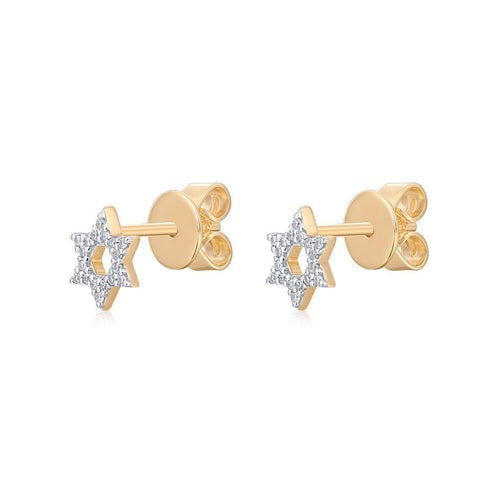 Star of David Diamond Accent Stud Earrings in 14K Yellow Gold