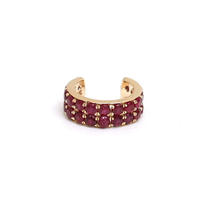 14K Ruby Ear Cuff in Yellow Gold