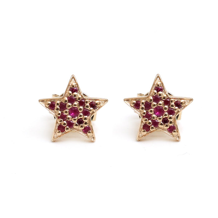 Ruby Star 14K (18k Custom) Yellow Gold Stud Earrings