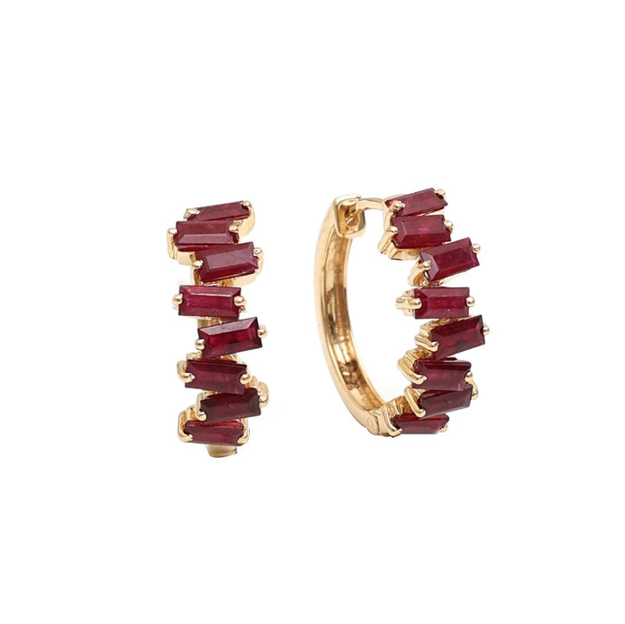 Ruby Hoop Earrings in 18K Yellow Gold