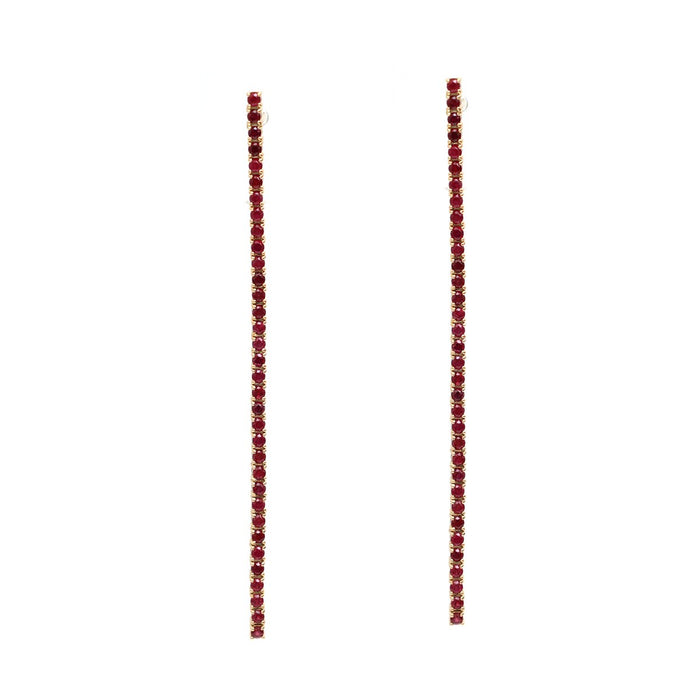 Ruby Linear 18K Yellow Gold Natural Diamond Drop Earrings