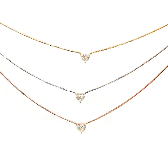 Luxury Heart Cut Diamond 18K Gold Solitaire Necklace