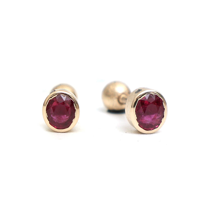 Ruby Timeless 14K (18k Custom)  Yellow Gold Stud Earrings