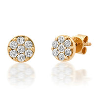 Golden Bloom Diamond Cluster Stud Earrings in 14K Yellow Gold
