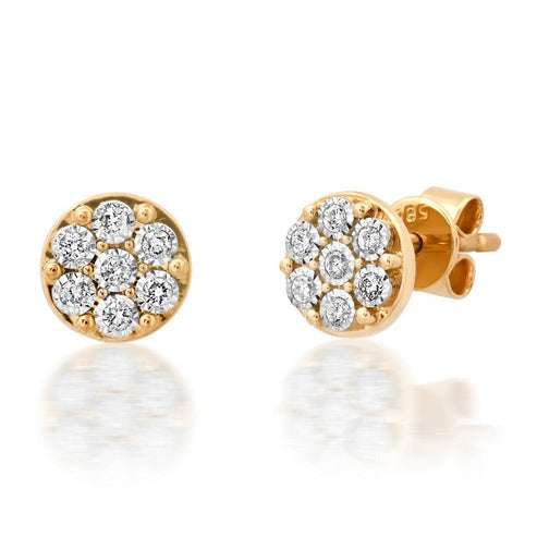 Golden Bloom Diamond Cluster Stud Earrings in 14K Yellow Gold