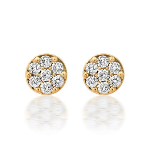 Golden Bloom Diamond Cluster Stud Earrings in 14K Yellow Gold