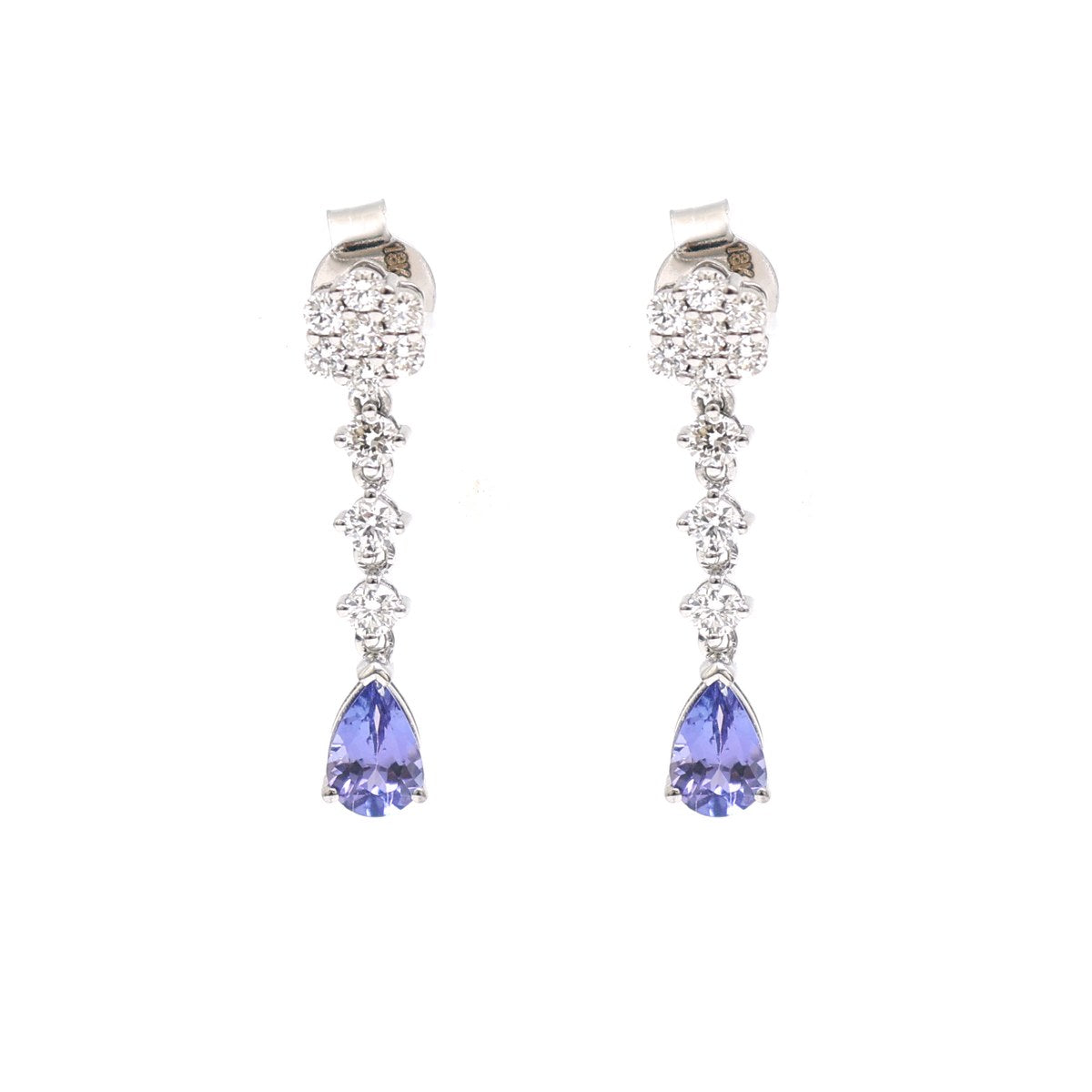 Tanzanite Cascade 18K Natural Diamond White Gold Drop Earrings
