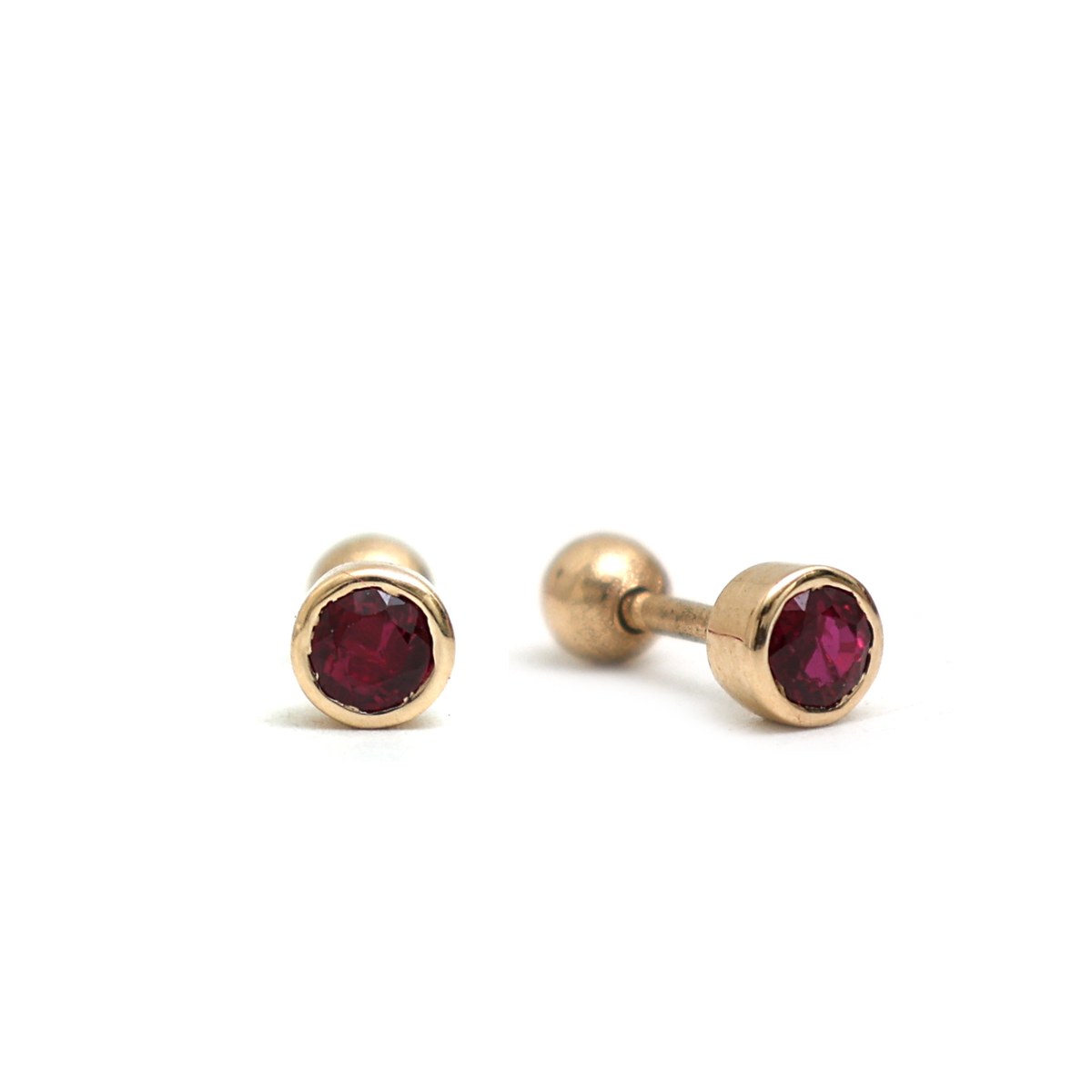 Ruby Radiance 14K (18k Custom)  Yellow Gold Stud Earrings