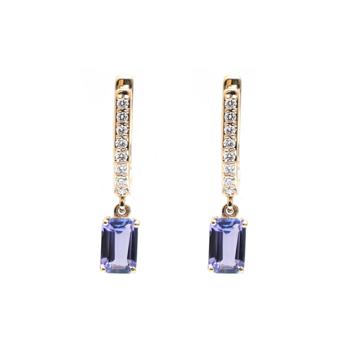 Tanzanite & Natural Diamond Drop Earrings in 18K Yellow Gold