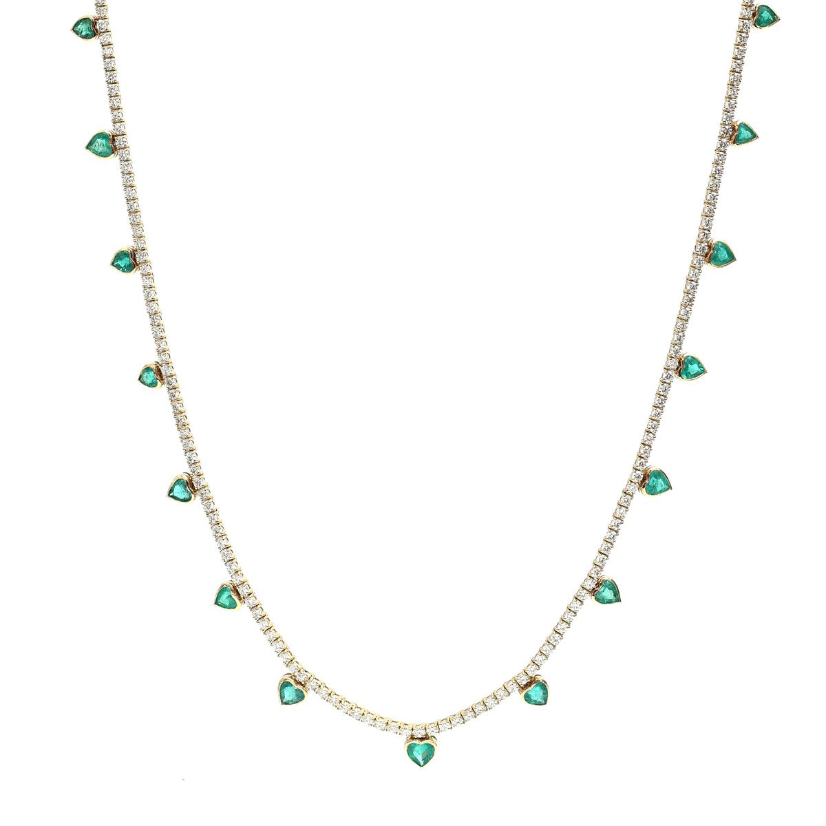Timeless Emerald 18K Natural Diamond Yellow Gold Statement Necklace