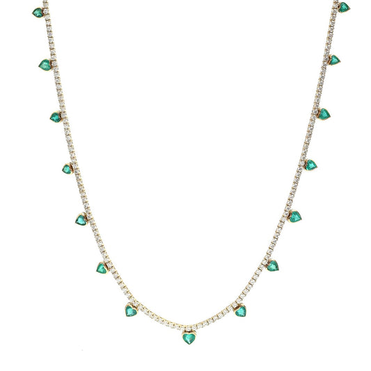 Timeless Emerald 18K Natural Diamond Yellow Gold Statement Necklace