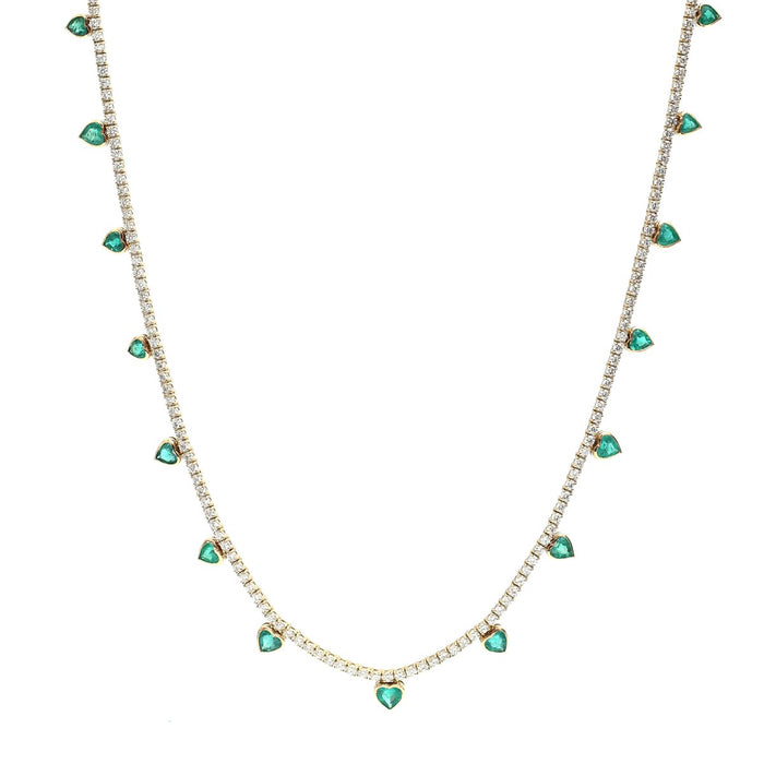 Timeless Emerald 18K Natural Diamond Yellow Gold Statement Necklace