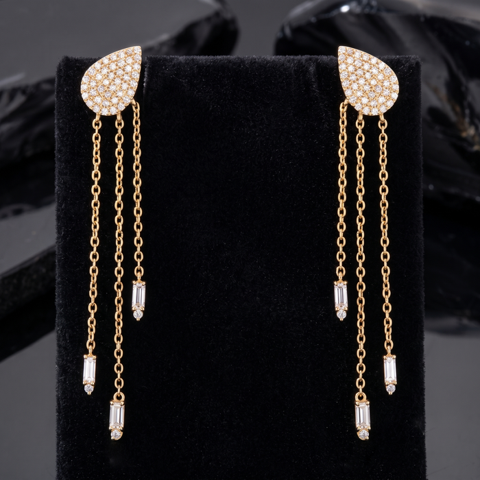 Golden Radiance Drops Earrings in 14K Yellow Gold