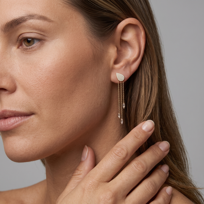 Golden Radiance Drops Earrings in 14K Yellow Gold