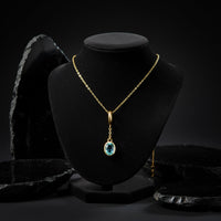 Diamond Topaz Pendant Necklace in 14K Yellow Gold