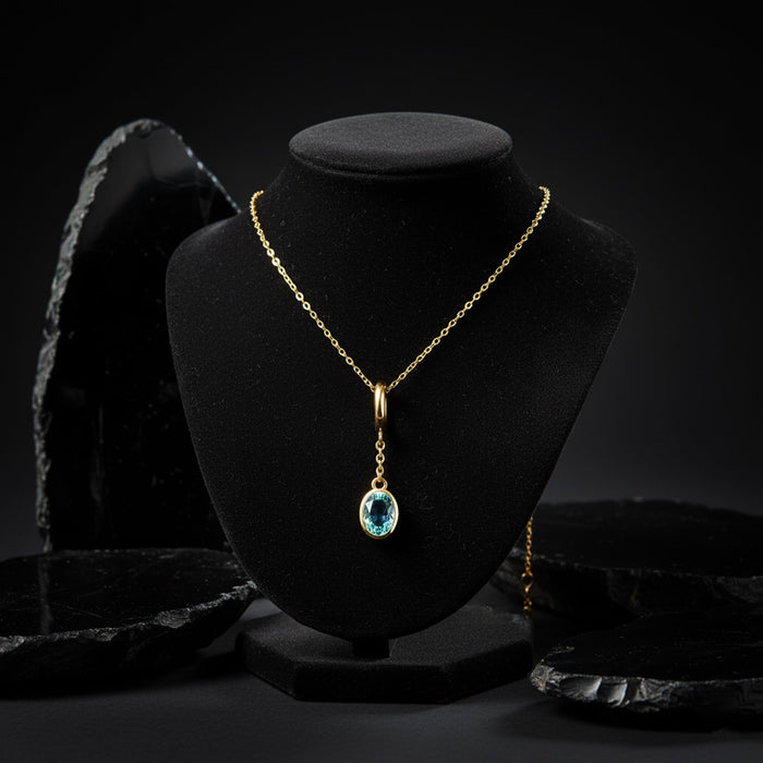 Diamond Topaz Pendant Necklace in 14K Yellow Gold