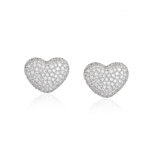 Heart Delicate Diamond Stud Earrings in 14K Yellow Gold