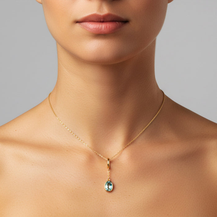Diamond Topaz Pendant Necklace in 14K Yellow Gold