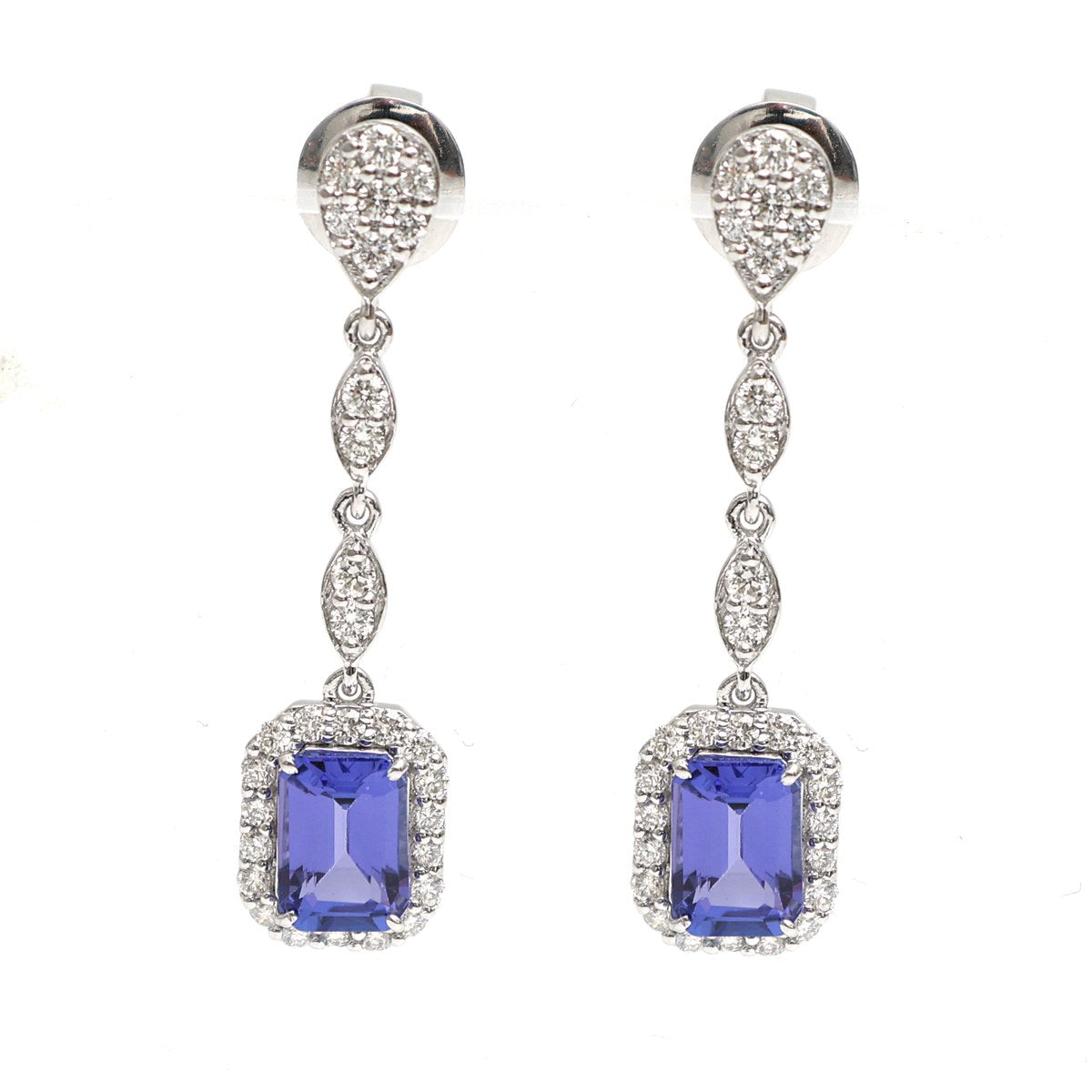 Tanzanite Celestia 18K Natural Diamond White Gold Drop Earrings