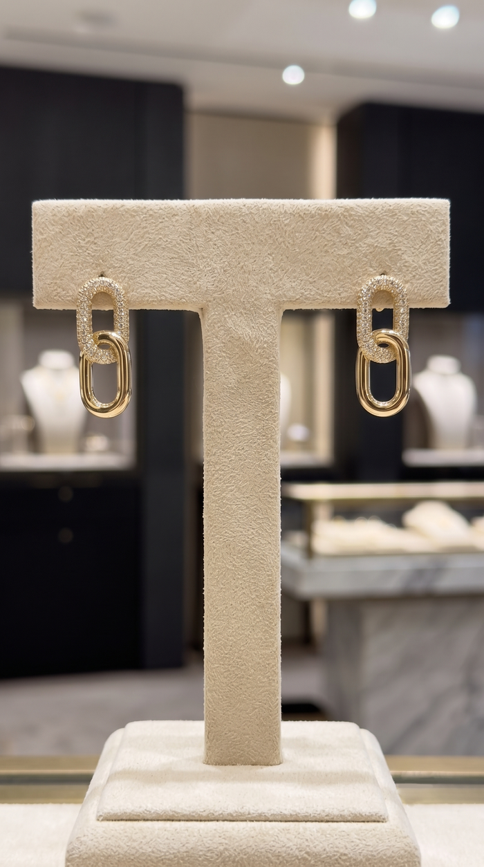 Double Link Chain Earrings in 14K Yellow Gold