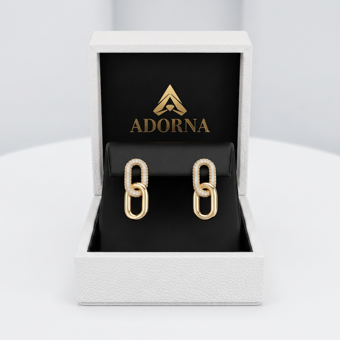 Double Link Chain Earrings in 14K Yellow Gold