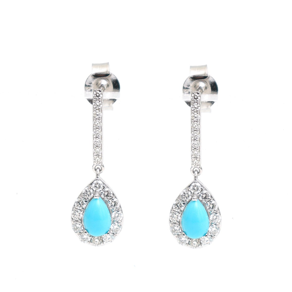 Turquoise 18K Natural Diamond White Gold Drop Earrings