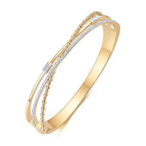 67 Baguette Diamond Bangle Bracelet in 14K Yellow Gold