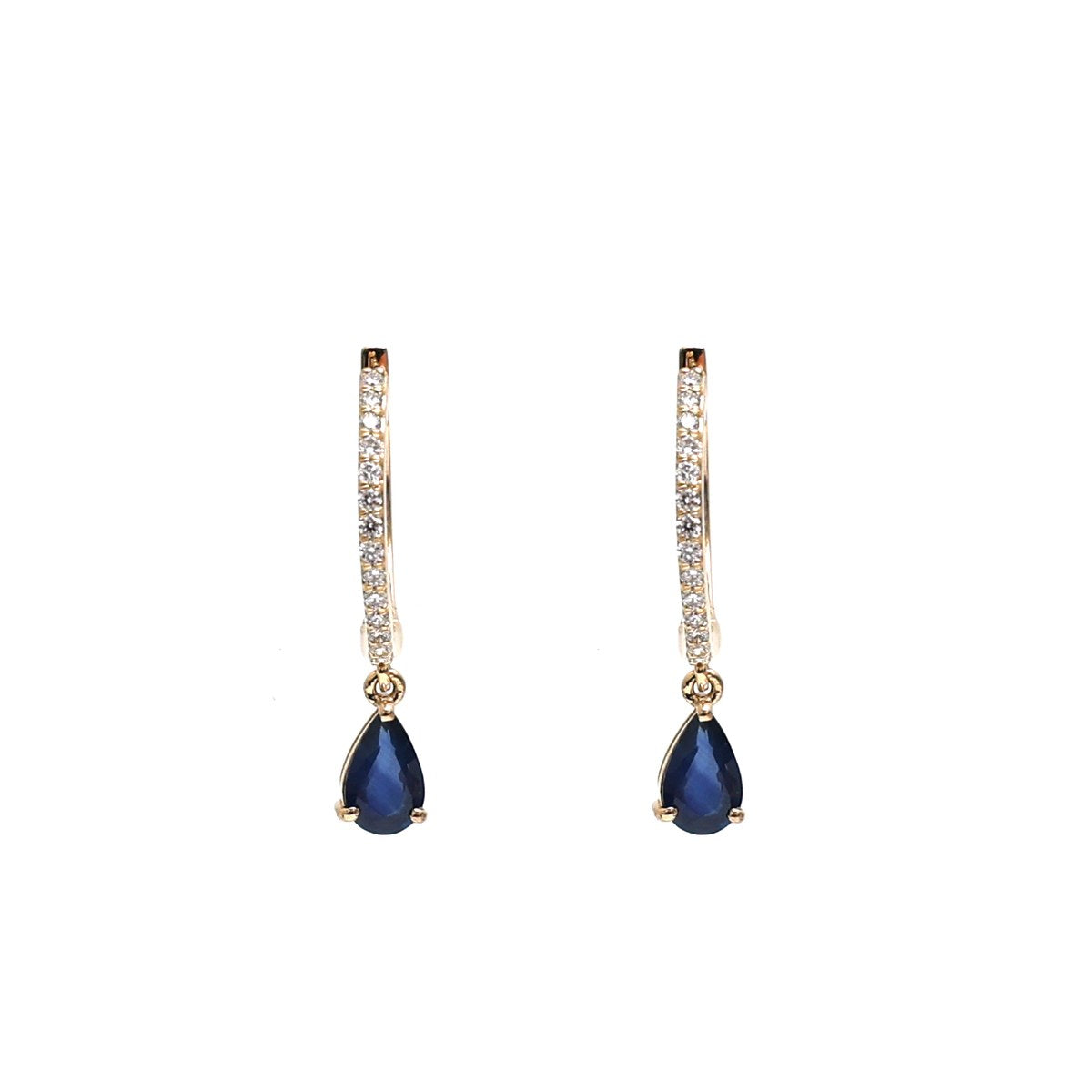 Blue Sapphire 18K Natural Diamond Yellow Drop Earrings