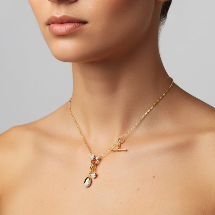 Diamond Mix Shape Pendant Necklace in 14K Yellow Gold