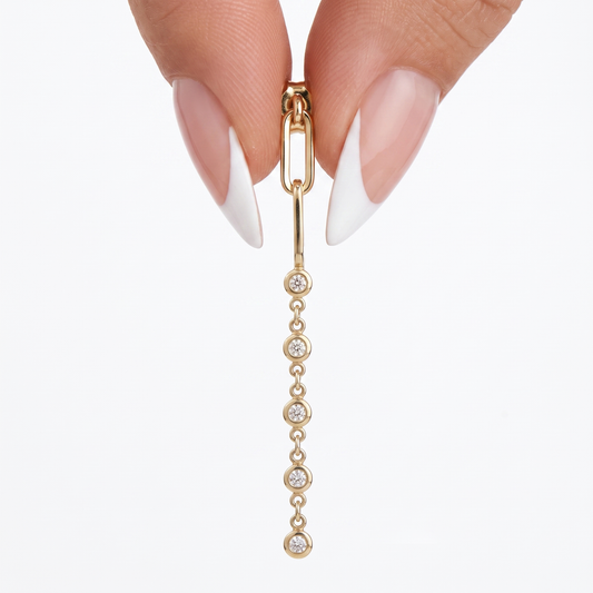 Bezel Diamond Link Drop Earrings in 14K Yellow Gold