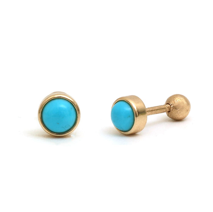 Turquoise Classic 14K (18k Custom) Yellow Gold Stud Earrings