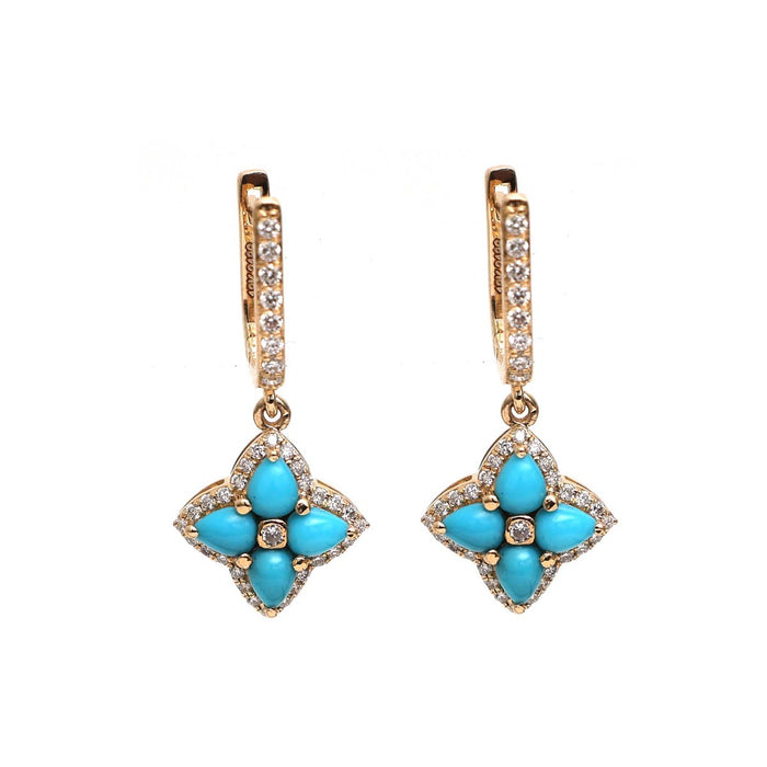 Turquoise Cascade 18K Natural Diamond Yellow Gold Drop Earrings