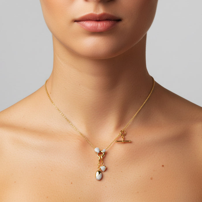 Diamond Mix Shape Pendant Necklace in 14K Yellow Gold