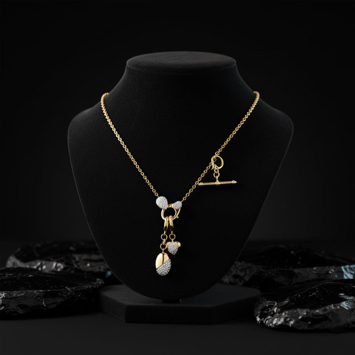 Diamond Mix Shape Pendant Necklace in 14K Yellow Gold
